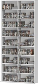 HOMCOM CD DVD Blu-ray Polc - CD Állvány akár 640 CD-hez, 360 DVD-hez vagy 430 Blu-ray-hez - Állítható Polcú Média Tartó a Térben 78,5 x 24 x 175 cm Fe