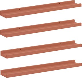 vidaXL Falpolc polcokkal tárolóval 4 pcs Piros 60 x 9 x 3 cm Faanyag