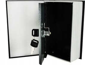 Könyv alakú biztonsági doboz, 18 x 11,5 x 5,6 cm, fekete