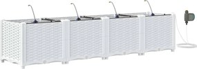 vidaXL Kerti cserép 4 pcs Fehér Acél