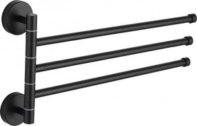 Mexen háromkarú forgatható törölközőtartó, fekete - 7039243-70