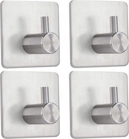 4 x Törölközőtartó Akasztó Ezüst Fürdőszobai Konyhai Ezüst Ragasztó