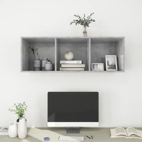 betonszürke szerelt fa falra szerelhető TV-szekrény 37x37x107cm