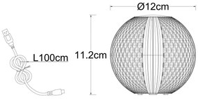 Globo 16042T1 - AIDA LED tölthető asztali lámpa, 2W, 5V, dimmelhető
