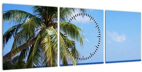 Pálmafák a strandon képe (órával) (90x30 cm)