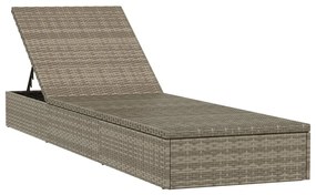 1 db szürke polyrattan napozóágy asztallal