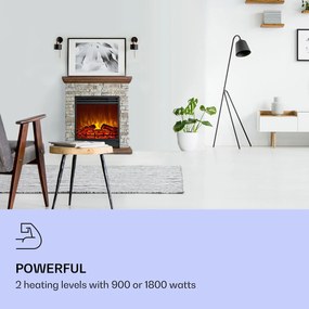 Klarstein Etna, elektromos kandalló, 1800 W, heti időzítő, távirányító, szürke/barna