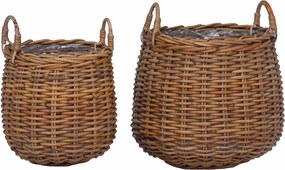 vidaXL Virágkosár tárolóval 2 pcs Barna Lacak Fonott