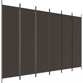 6 paneles barna szövet paraván 300x200 cm