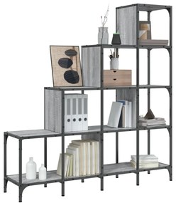 szürke sonoma szerelt fa és fém könyvszekrény 122 x 30 x 132 cm