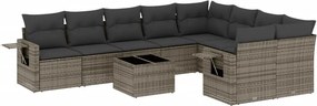 vidaXL 10 részes szürke polyrattan kerti ülőgarnitúra párnákkal