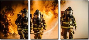 Tűzoltó falikép triptichon 3 részes prémium 40x90 cm