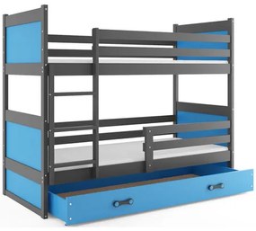 Gyerek emeletes ágy RICO 200x90 cm Kék Szürke