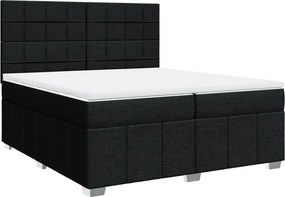vidaXL fekete szövet rugós ágy matraccal 200 x 200 cm