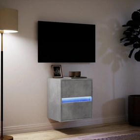 betonszürke falra szerelhető TV-szekrény LED-del 41x31x45 cm