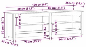 Cipőpad polcokkal Viaszbarna 160 x 36.5 x 50 cm Tömör fenyőfa
