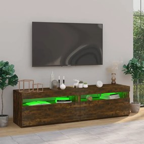 2 db füstös tölgy színű TV-szekrény LED-ekkel 75 x 35 x 40 cm