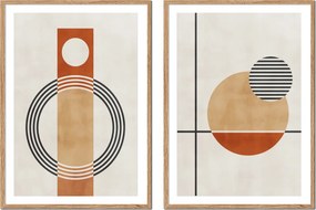 Diptyk 2 Db-os Képkeret szett bézs formák geometria figura P2558_73x53