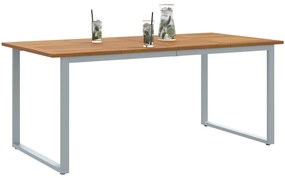 Kültéri Étkezőasztal Szürke 180x90x75 cm Acél&amp;Masszív Akác Fa