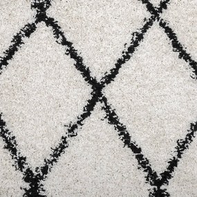 krém és fekete hosszú szálú bozontos modern szőnyeg 100x200 cm