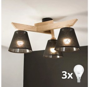 Brilagi - LED  Felületre szerelhető csillár  ANTHONY 3xE14/40W/230V tölgy/fekete