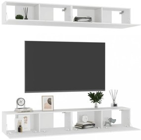 4 db fehér szerelt fa TV-szekrény 100 x 30 x 30 cm