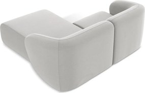 Világosszürke bársony sarokkanapé (jobb oldali-heverő résszel) Lani – Makamii