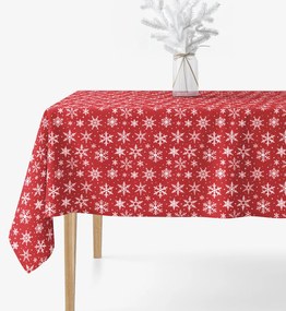 Goldea karácsonyi szögletes terítő valencia - fehér pelyhek piros alapon 80 x 80 cm