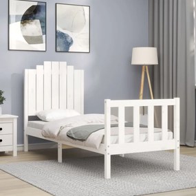 fehér tömör fa ágykeret fejtámlával Small Single