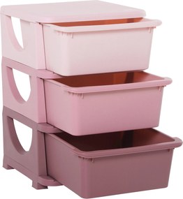 HOMCOM Fiataloknak Készült Fiókos Szekrény Tárolóhelyiségekkel, Játék Szervező, Játékdoboz, Három Szinten a Gyerekszobába, 3-6 Éveseknek Rózsaszín 37