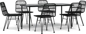 vidaXL 7 részes fekete polyrattan kerti étkezőgarnitúra