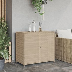 bézs polyrattan kerti tárolószekrény 83x45x76 cm