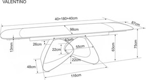 Valentino bővíthető étkezőasztal 180-260cm bézs
