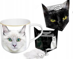 Nagy Porcelán Bögre Carmani Fehér macska cica kulcstartó