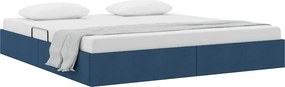 vidaXL Tárolós Ágy fejtámlával tárolóval Kék 180 x 200 cm szövet