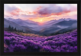 Poszter Keret Fa Tájkép Hegyek Panoráma Virágok Láp 60x40