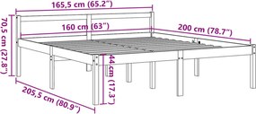 Viaszbarna tömör fenyőfa időseknek való ágy 160 x 200 cm