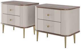 Vesper éjjeliszekrény készlet 56 cm - kasmír / dió / arany lábak