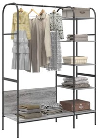 Ruhafogó polcokkal tárolóval Szürke 120 x 44 x 160 cm Faanyag