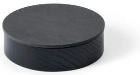 Fekete-antracitszürke fedeles-dekoratív fa-öko bőr tárolódoboz ø 11x3,5 cm Circle Nupo – LIND DNA