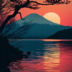 Poszter 100x100cm Hegy este