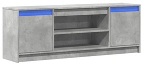 betonszürke szerelt fa TV-szekrény LED-ekkel 139,5 x 34 x 50 cm