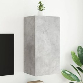 Betonszürke falra szerelhető TV-szekrény LED-del 40,5x35x80 cm