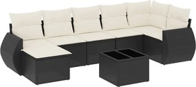 vidaXL 8 részes fekete polyrattan kerti ülőgarnitúra párnákkal