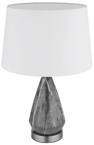 Globo 24147W Asztali lámpa fém nikkel matt, fehér textil, kábel textil fekete, billenőkapcsoló a kábelen, márvány megjelenésű fém talapzat, ø: 350mm, M: 540mm, kábel hossza 1500mm, 1x E27 40W 230V izzó nélkül