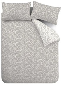 Szürke kétszemélyes-hosszabbított flanel ágyneműhuzat 230x220 cm Grace Floral Leaf – Catherine Lansfield