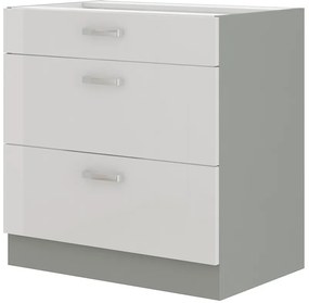 Alsó konyhaszekrény Brunea 80 D 3S BB (szürke + fényes fehér). 1024998