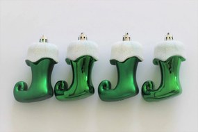 Zöld függeszthető karácsonyfadísz csizmák 8cm 4db