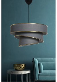 Antracitszürke-aranyszínű függőlámpa textil búrával ø 40 cm Couper – Opviq lights
