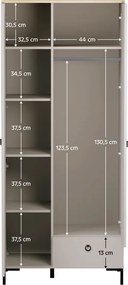 Szekrény, szürkésbarna Taupe/silverjack tölgy, DOMCA 2D1S